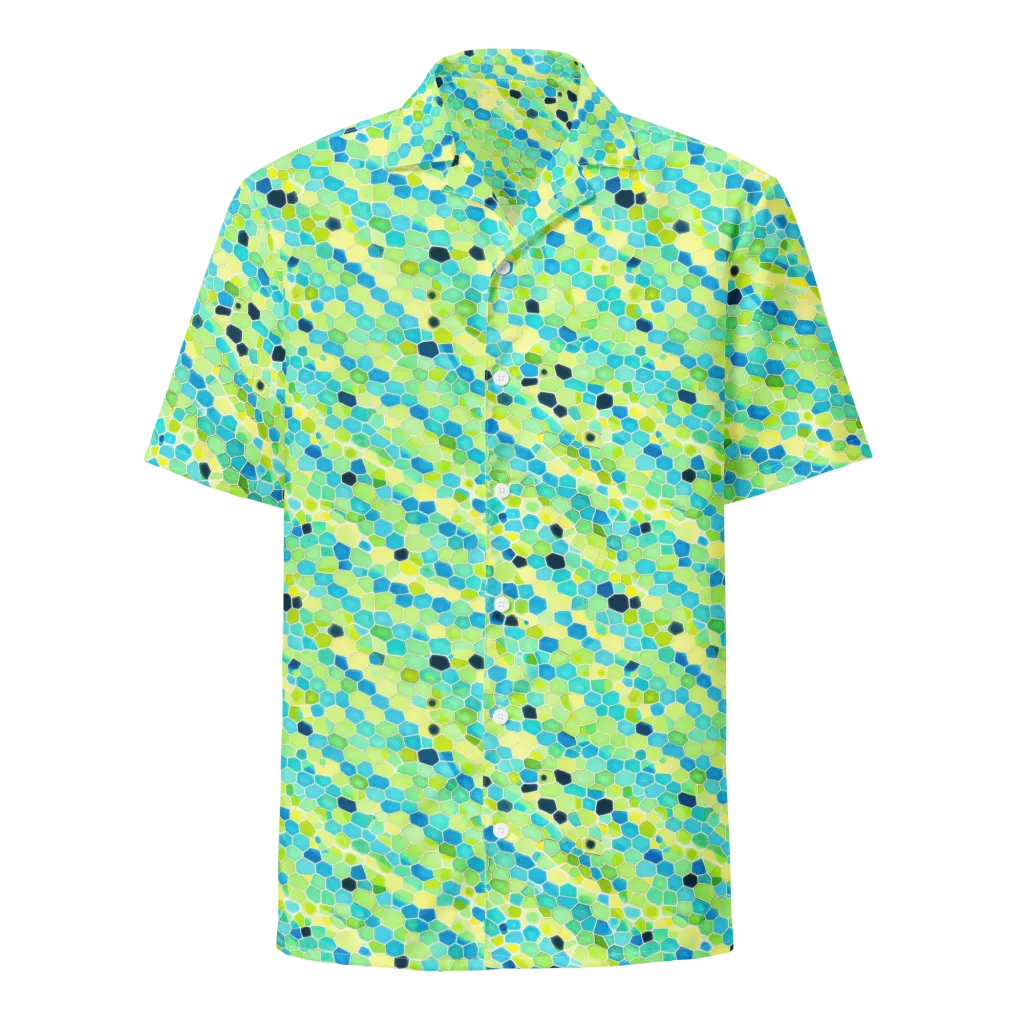 Aqua Mosaic on Button Shirt — Front