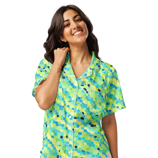Aqua Mosaic on a Women's Short Sleeve Pajama Top