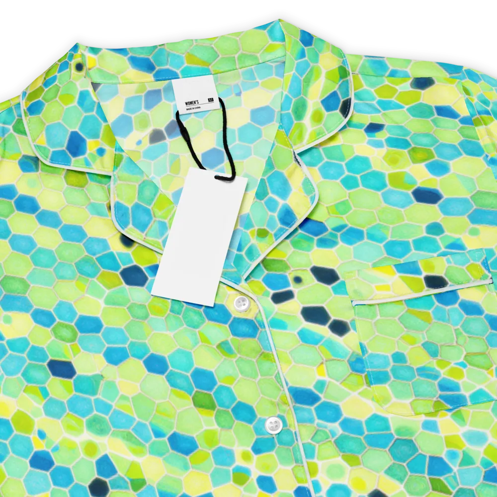 Aqua Mosaic on Women's Short Sleeve Pajama Top — Product details