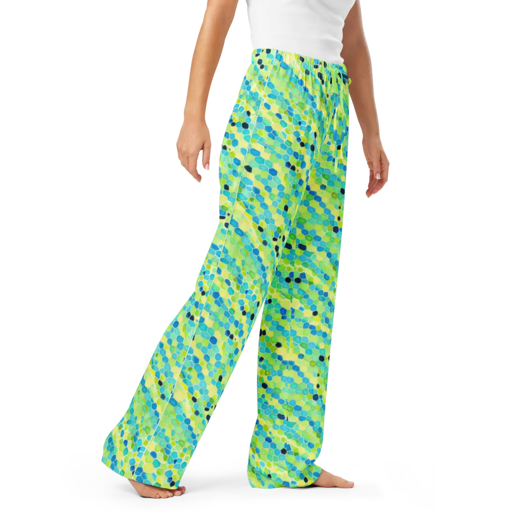 Aqua Mosaic on Women's Pajama Pants — Right Front