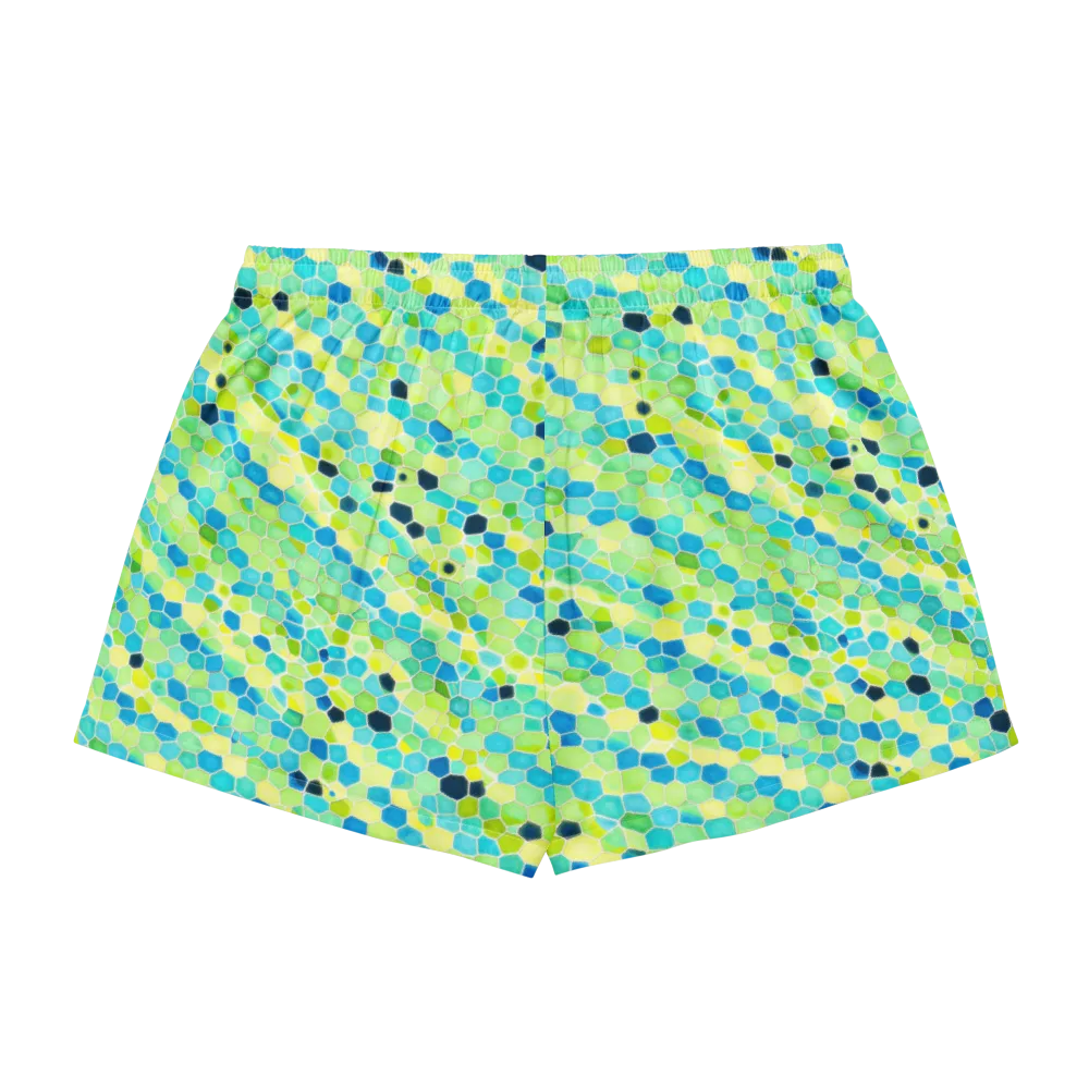 Aqua Mosaic on Women's Pajama Shorts — Back