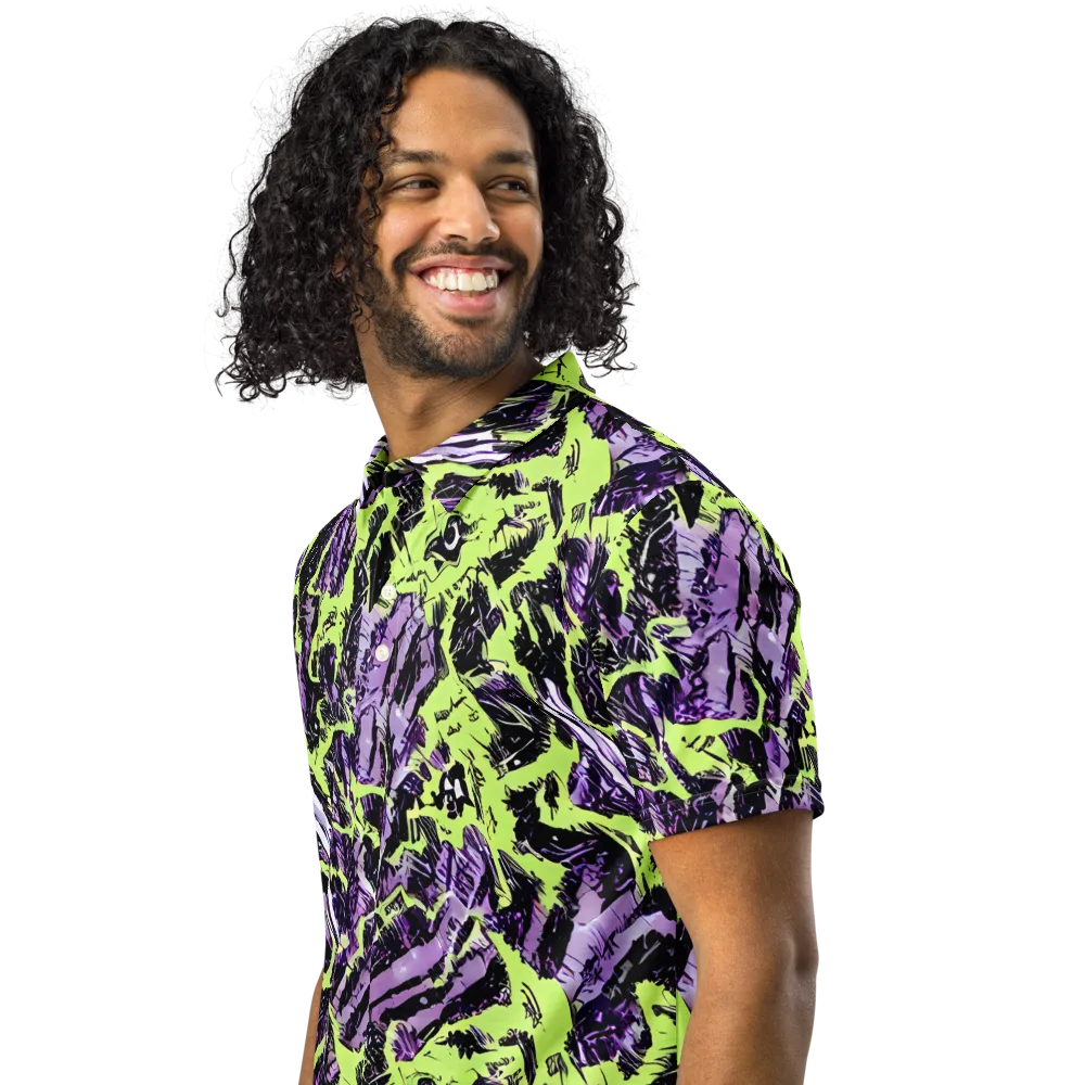 Acid Violet on Men's Slim Fit Polo Shirt — Left Front