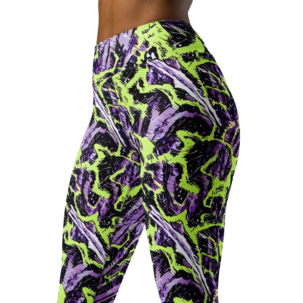 Acid Violet on Yoga Leggings — Left Front