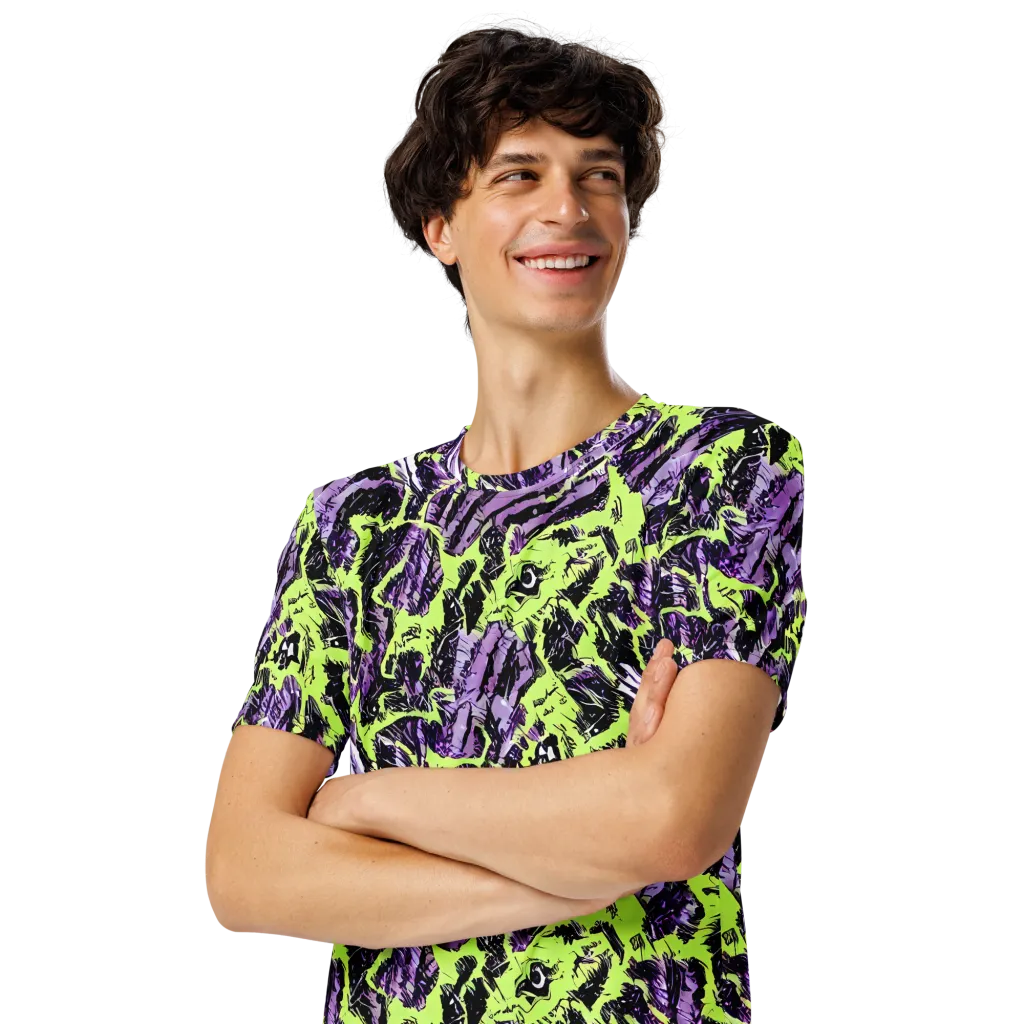 Acid Violet on Men's Crew Neck T-Shirt — Left Front