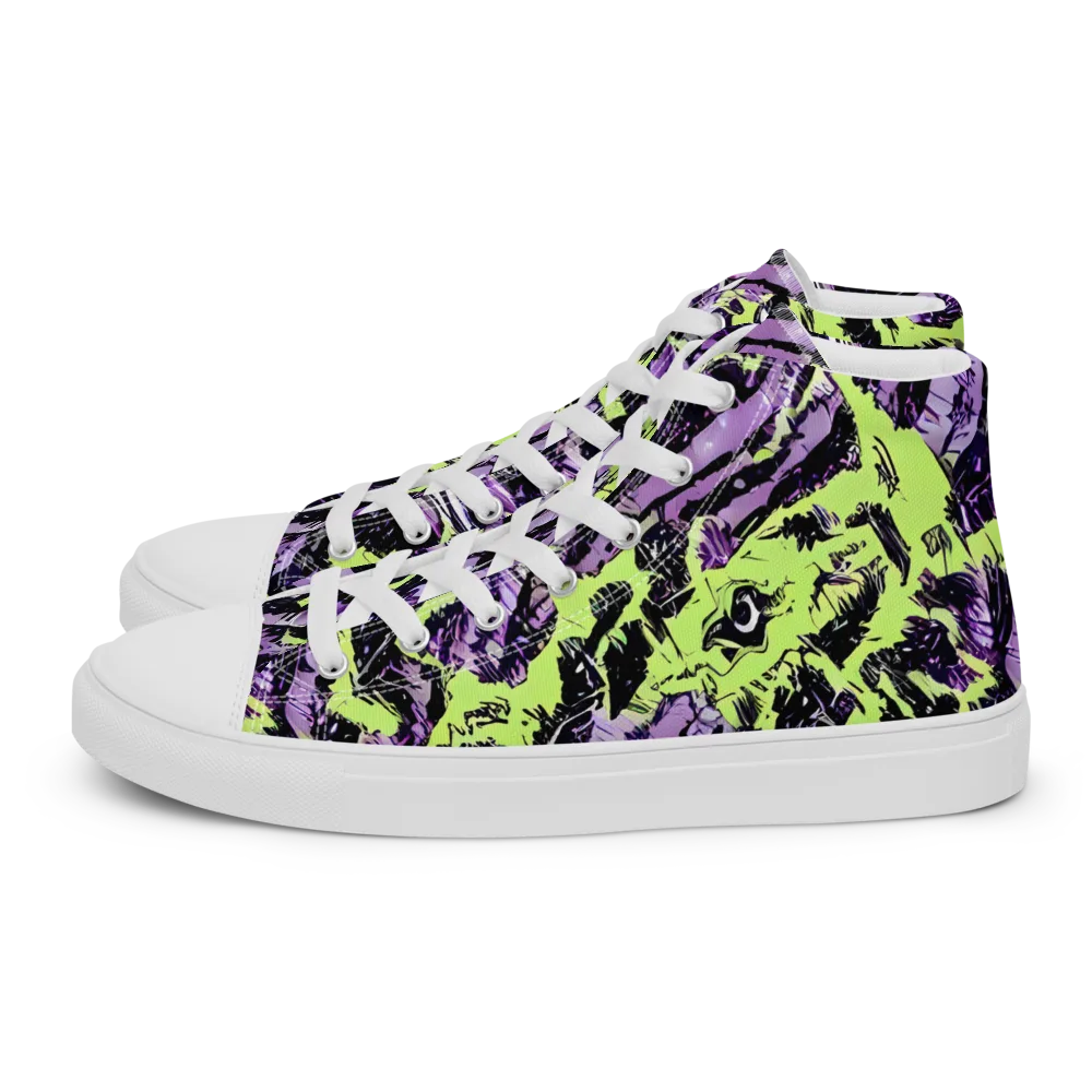 Acid Violet on Men's High Top Canvas Shoes — Left