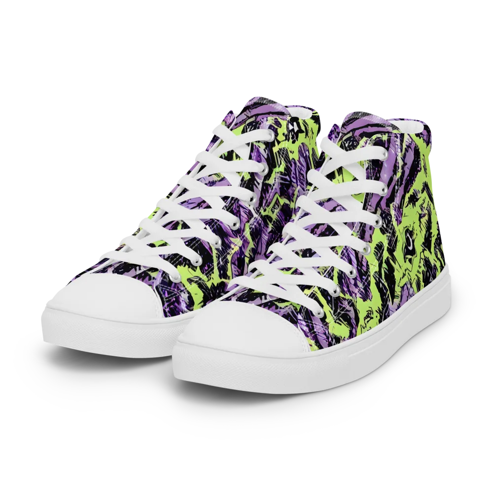 Acid Violet on Women's High Top Canvas Shoes — Left Front