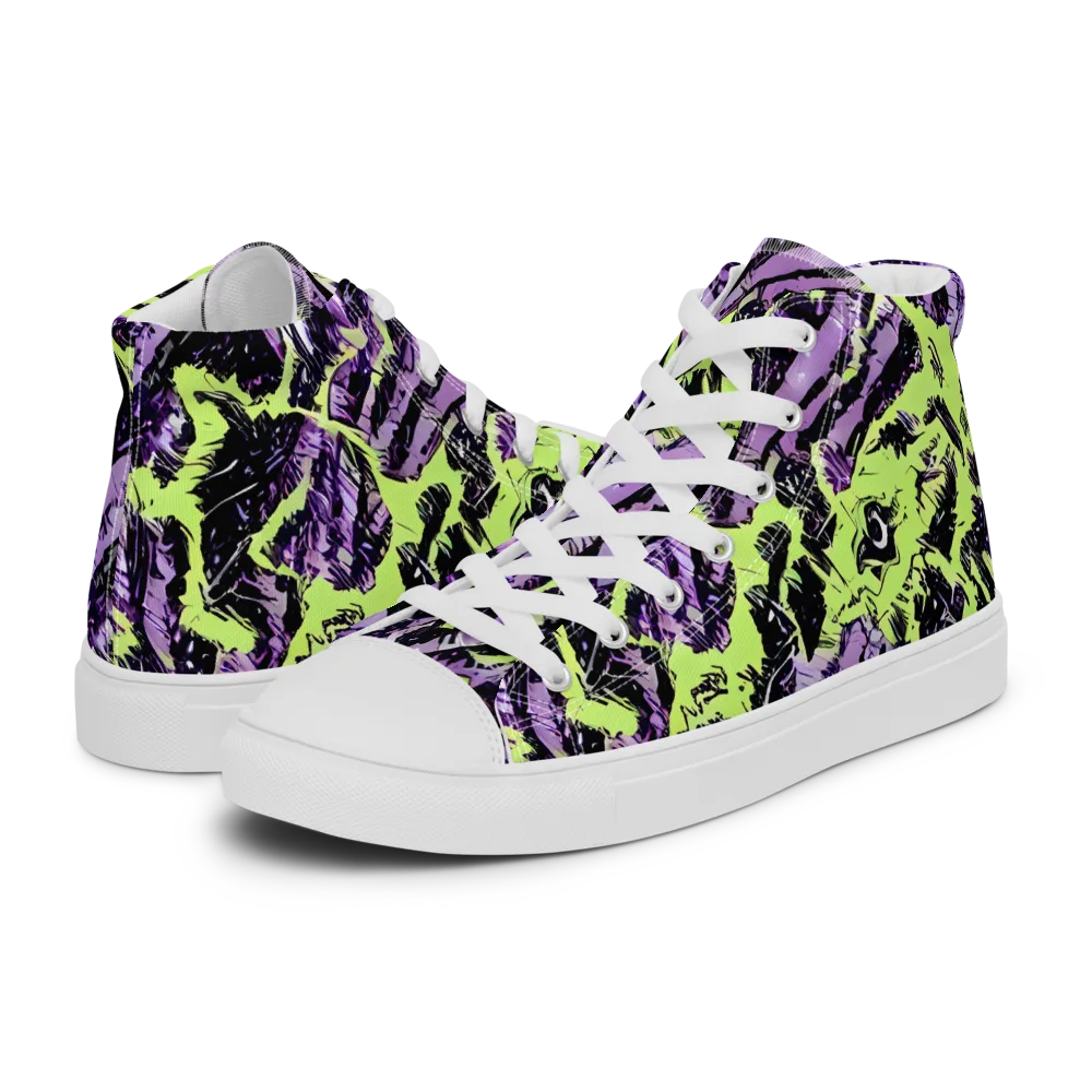 Acid Violet on Women's High Top Canvas Shoes — Left