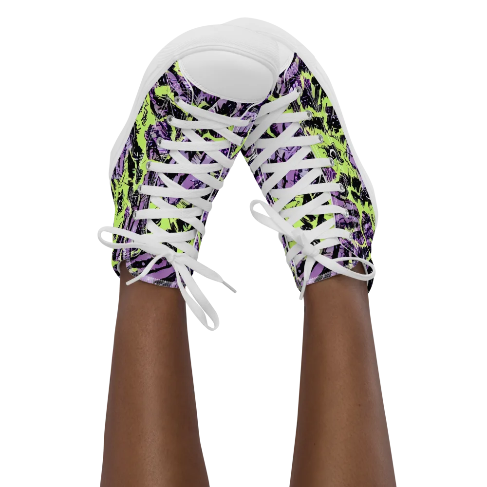 Acid Violet on Women's High Top Canvas Shoes — Front
