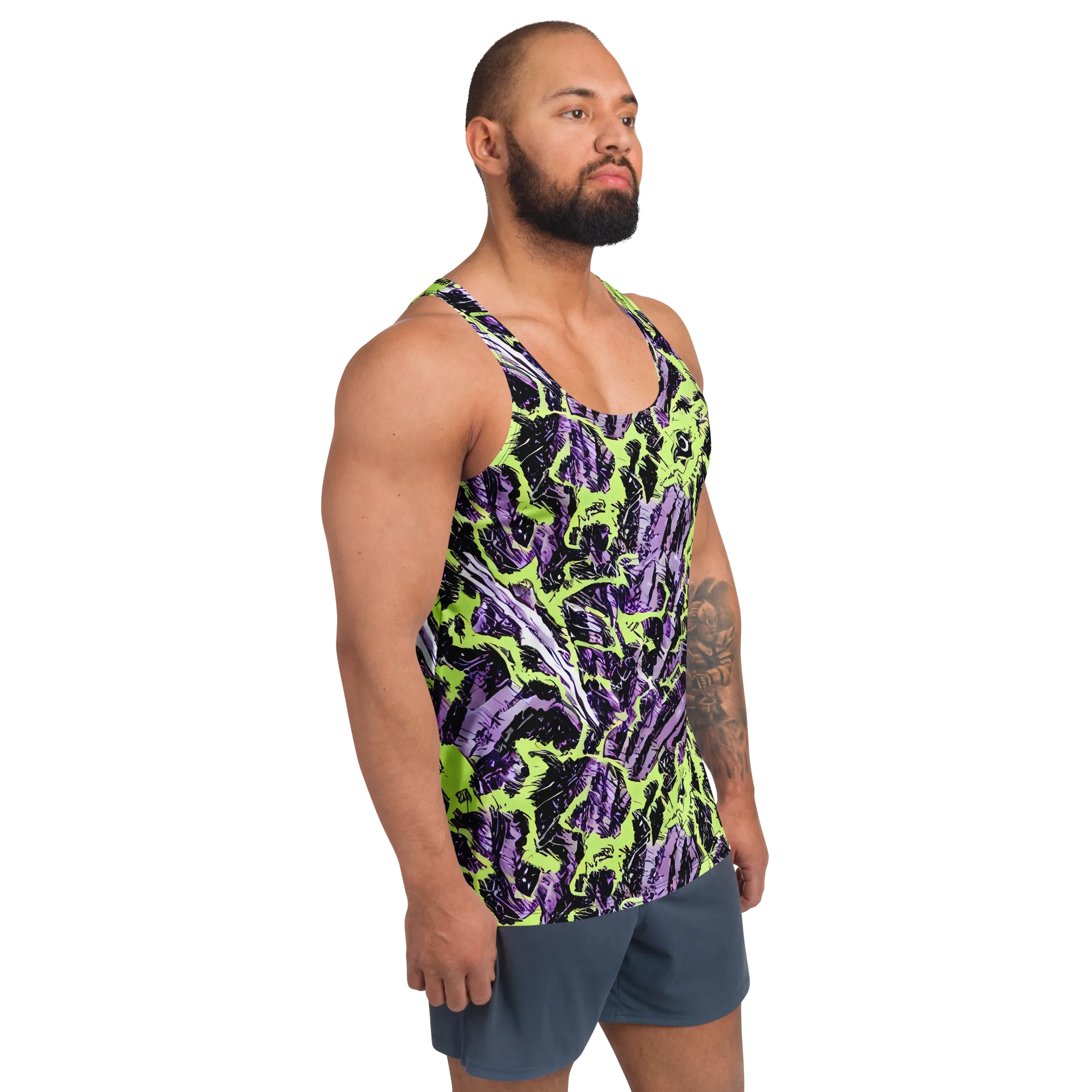 Acid Violet on Men's Tank Top — Right Front