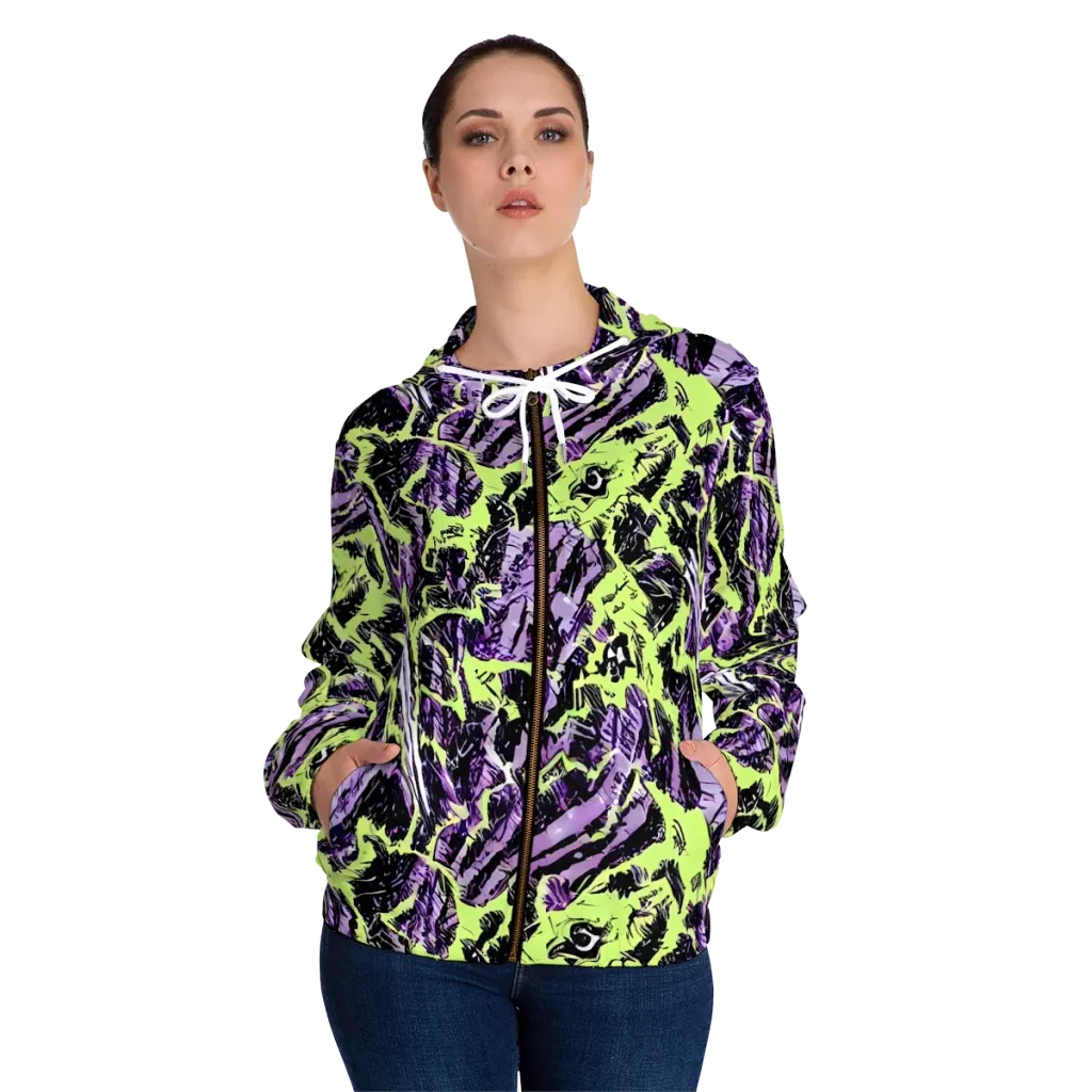Acid Violet on Women's Full-Zip Hoodie — Front On Person