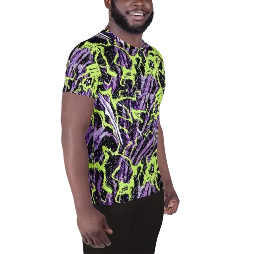 Acid Violet on a Men's Athletic T-Shirt