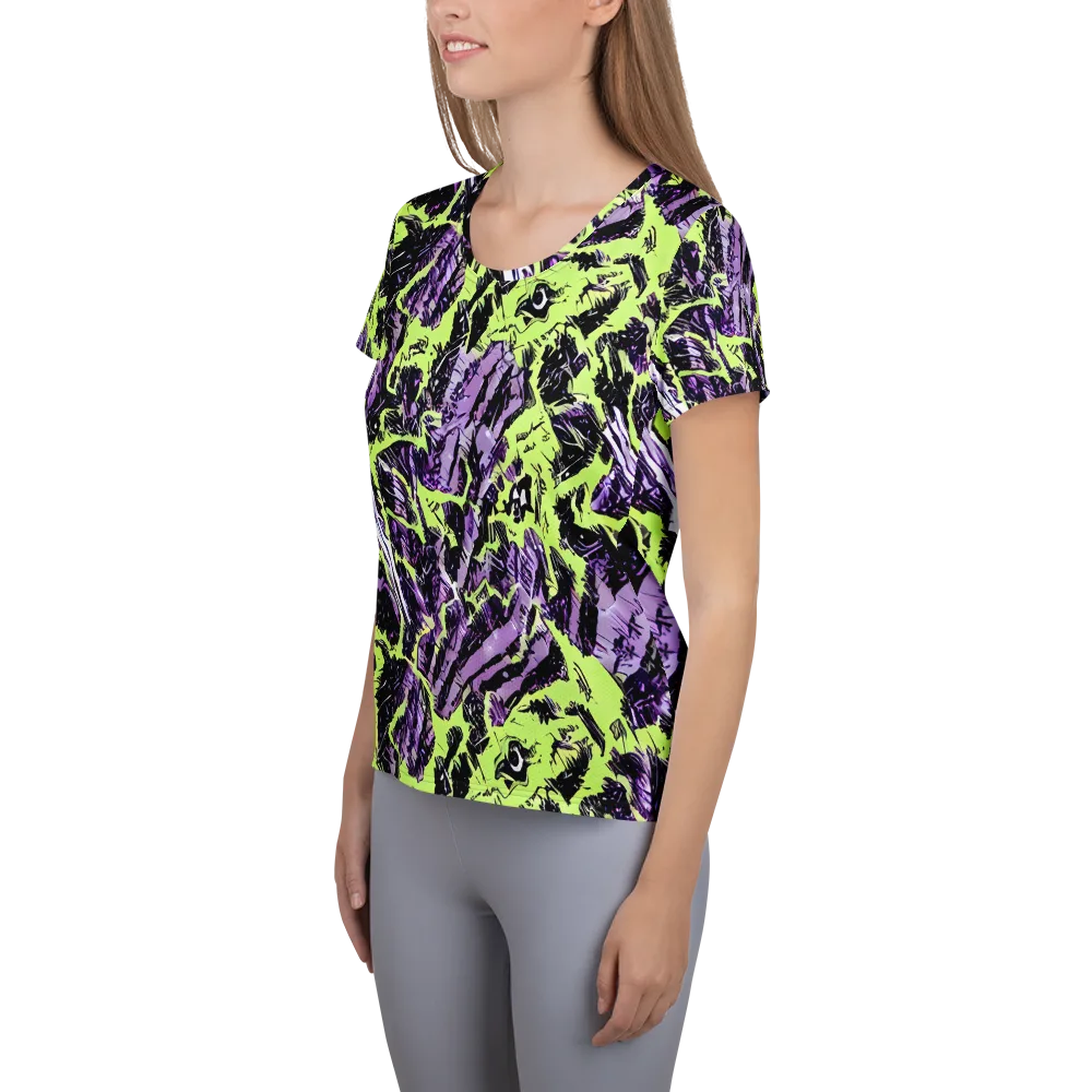 Acid Violet on Women's Athletic T-Shirt — Left