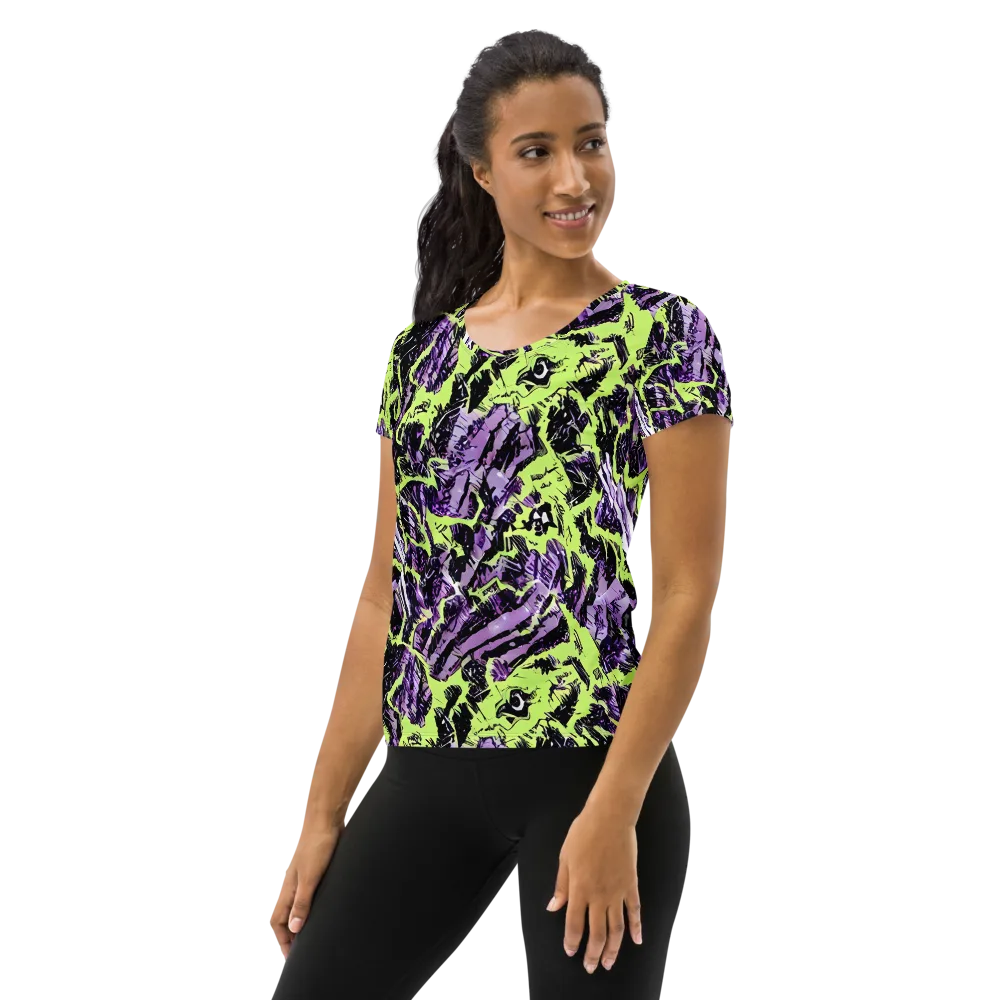 Acid Violet on Women's Athletic T-Shirt — Left