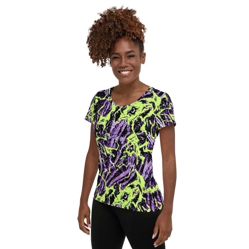 Acid Violet on Women's Athletic T-Shirt — Left