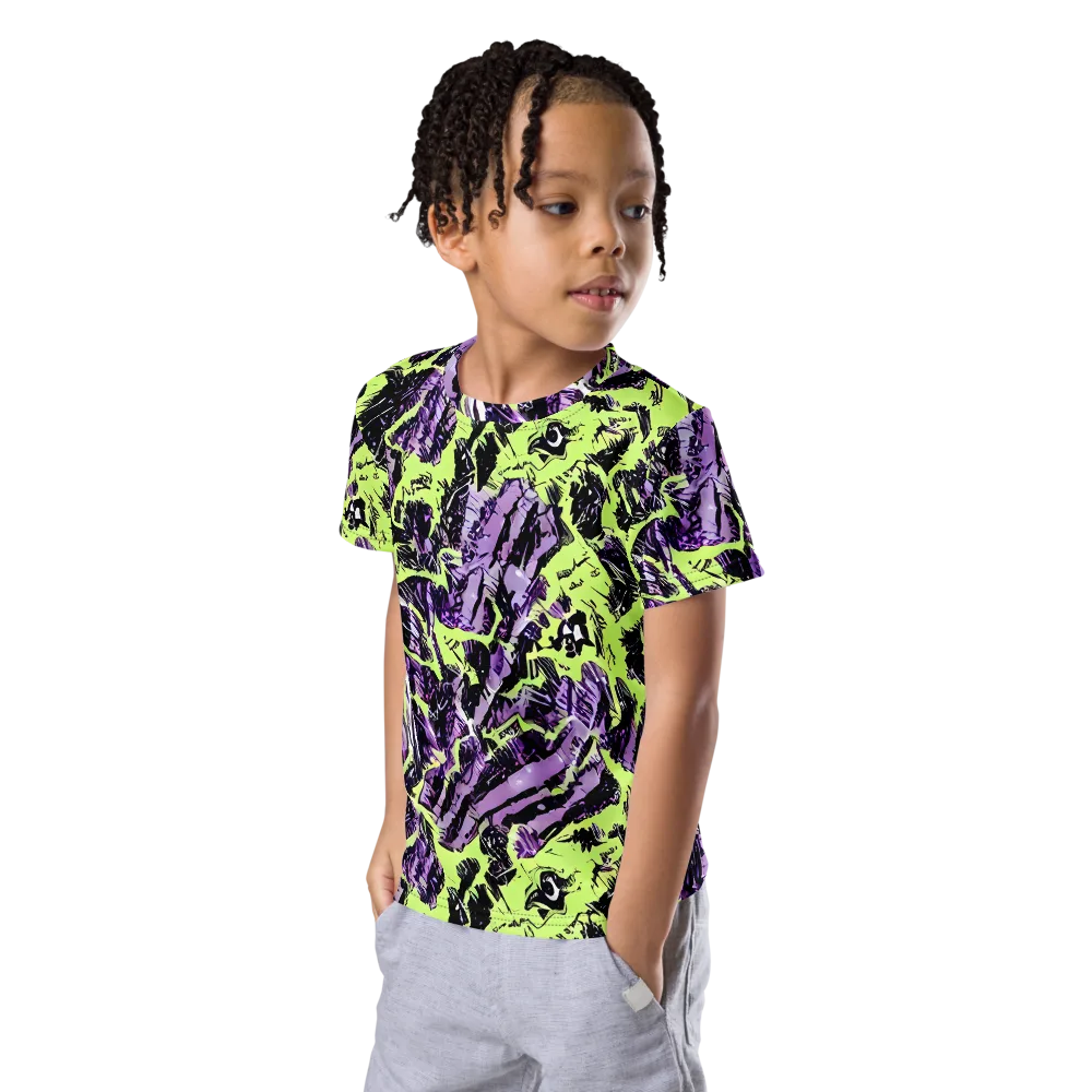 Acid Violet on Kids Crew Neck T-Shirt — Left Front
