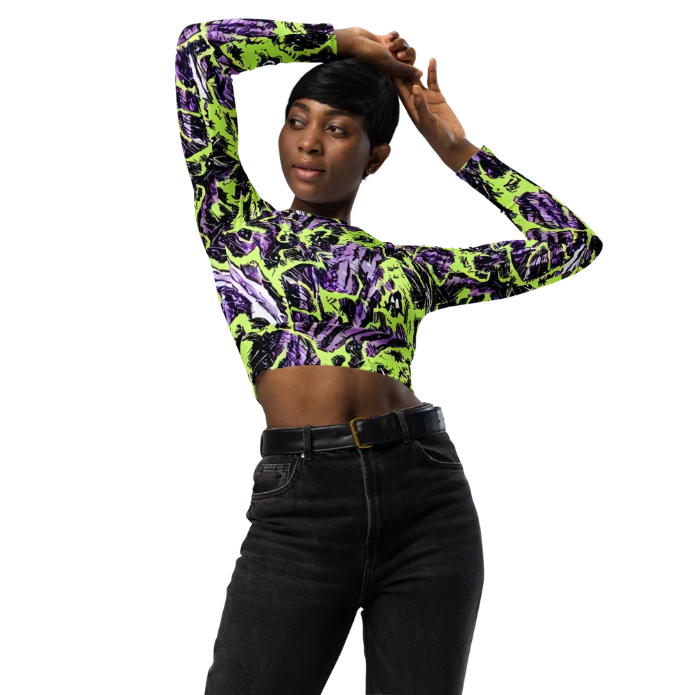 Acid Violet on Long Sleeve Crop Top — Front