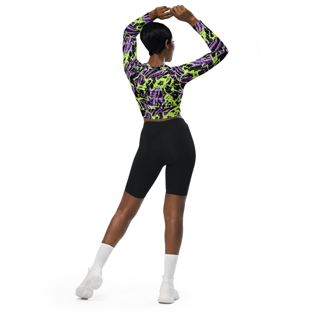 Acid Violet on Long Sleeve Crop Top — Back