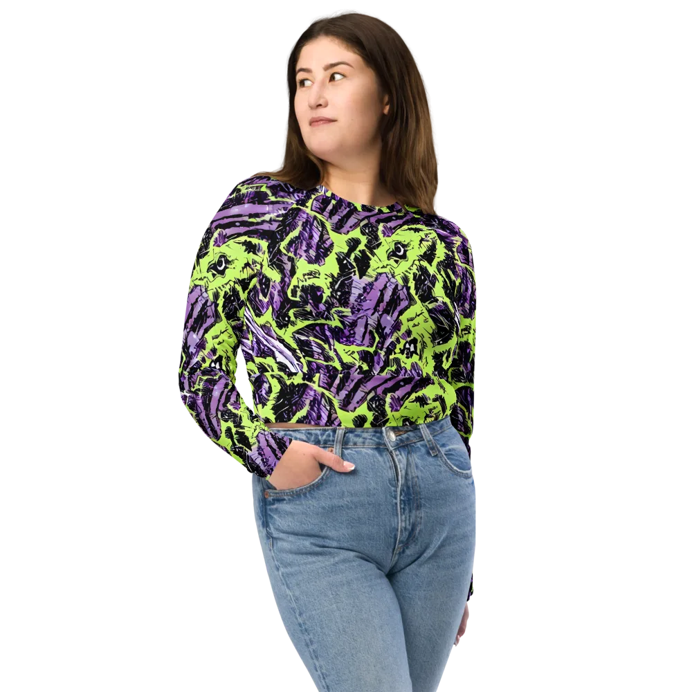 Acid Violet on Long Sleeve Crop Top — Front