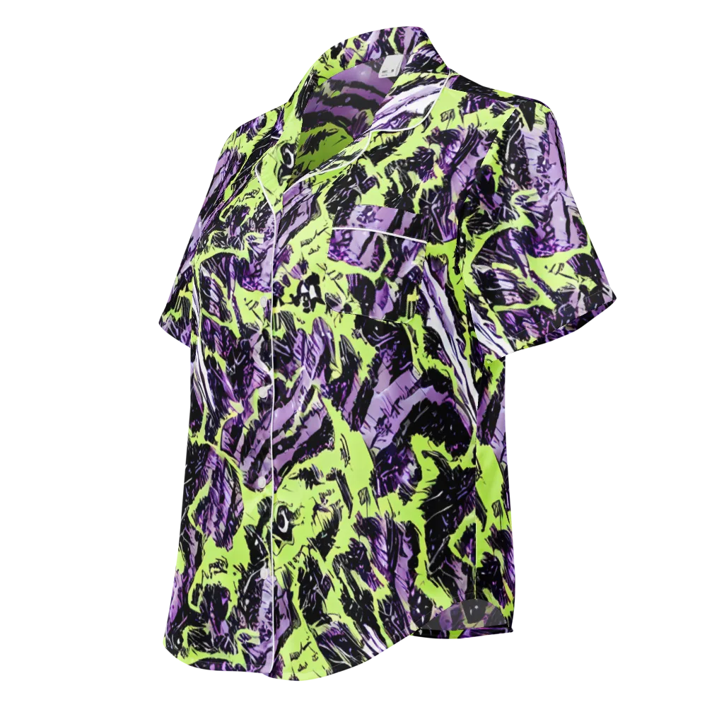 Acid Violet on Women's Short Sleeve Pajama Top — Left Front