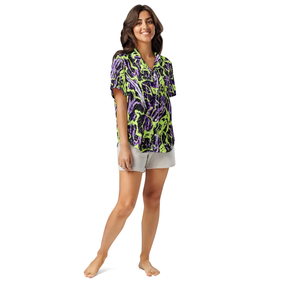Acid Violet on Women's Short Sleeve Pajama Top — Front
