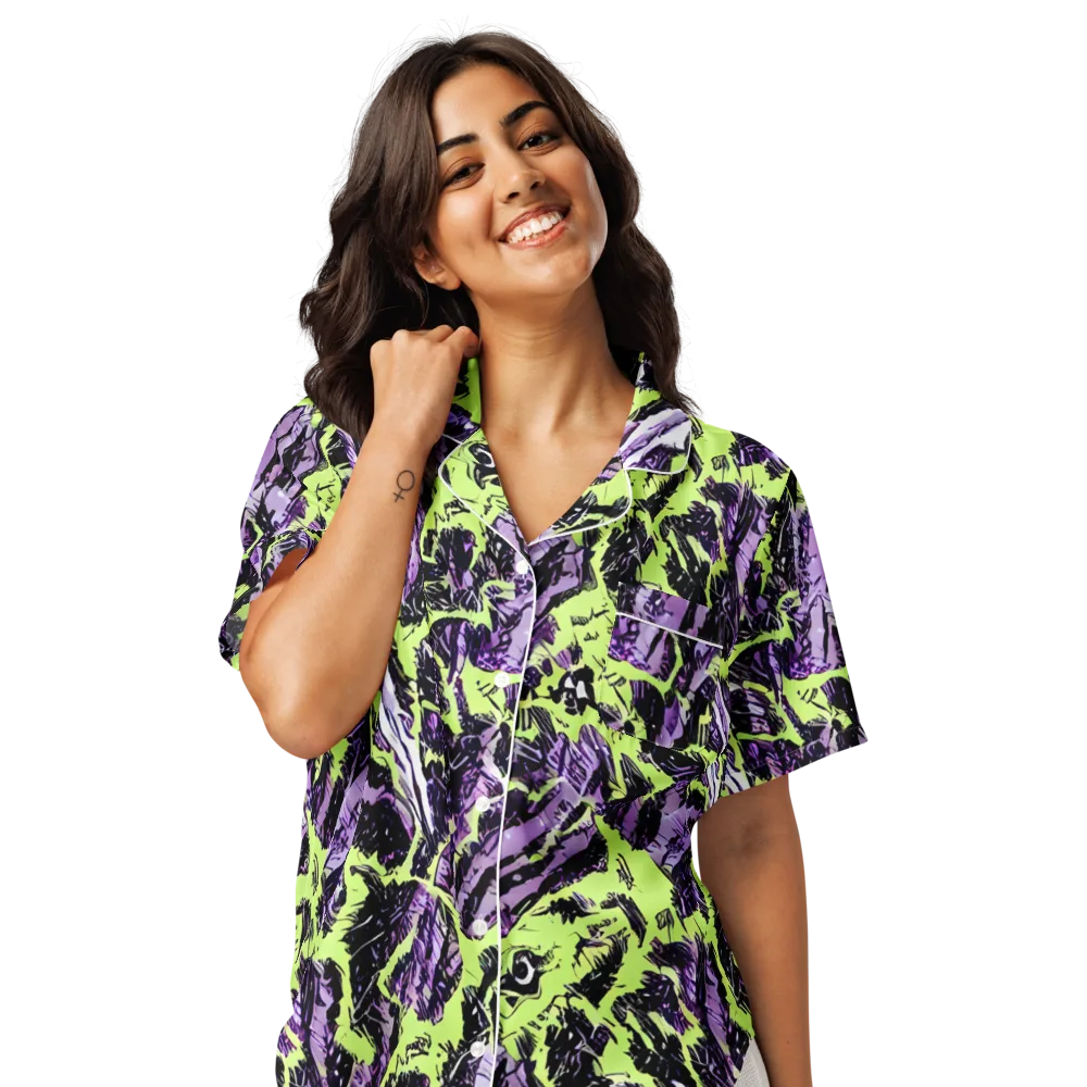 Acid Violet on Women's Short Sleeve Pajama Top — Front