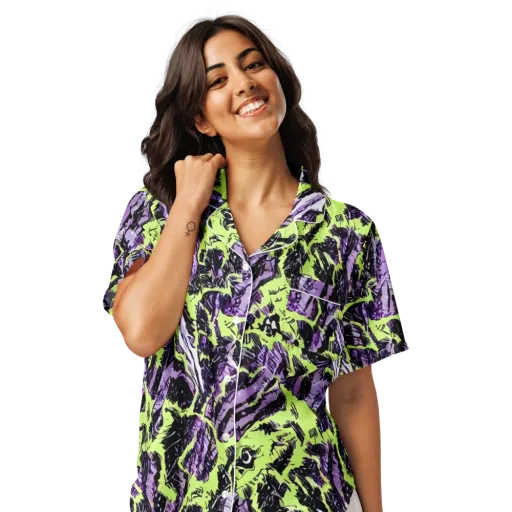 Acid Violet on a Women's Short Sleeve Pajama Top