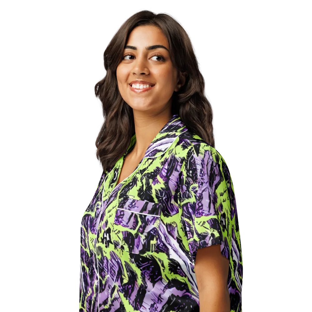 Acid Violet on Women's Short Sleeve Pajama Top — Left Front