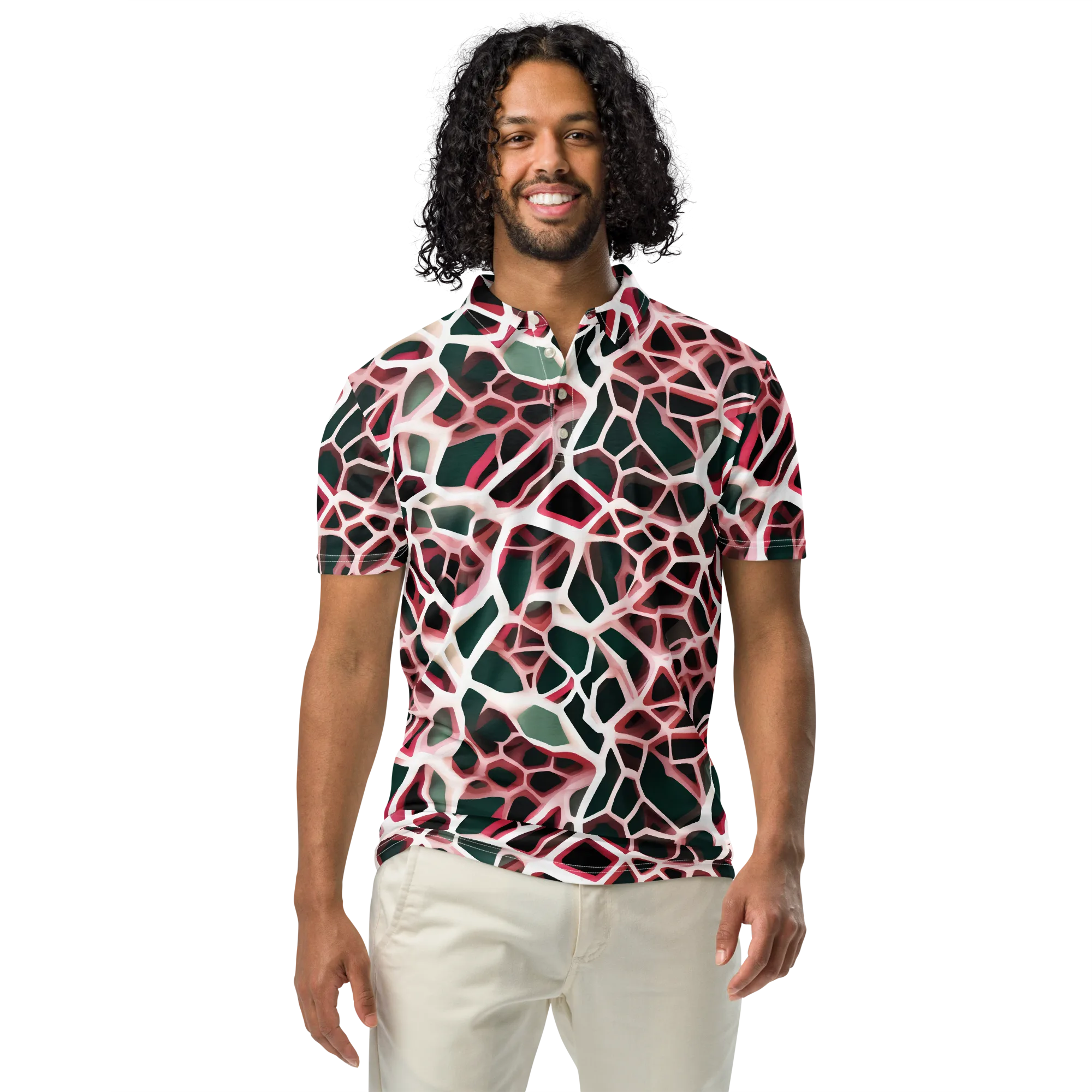 Rose Circuit on Men's Slim Fit Polo Shirt — Front