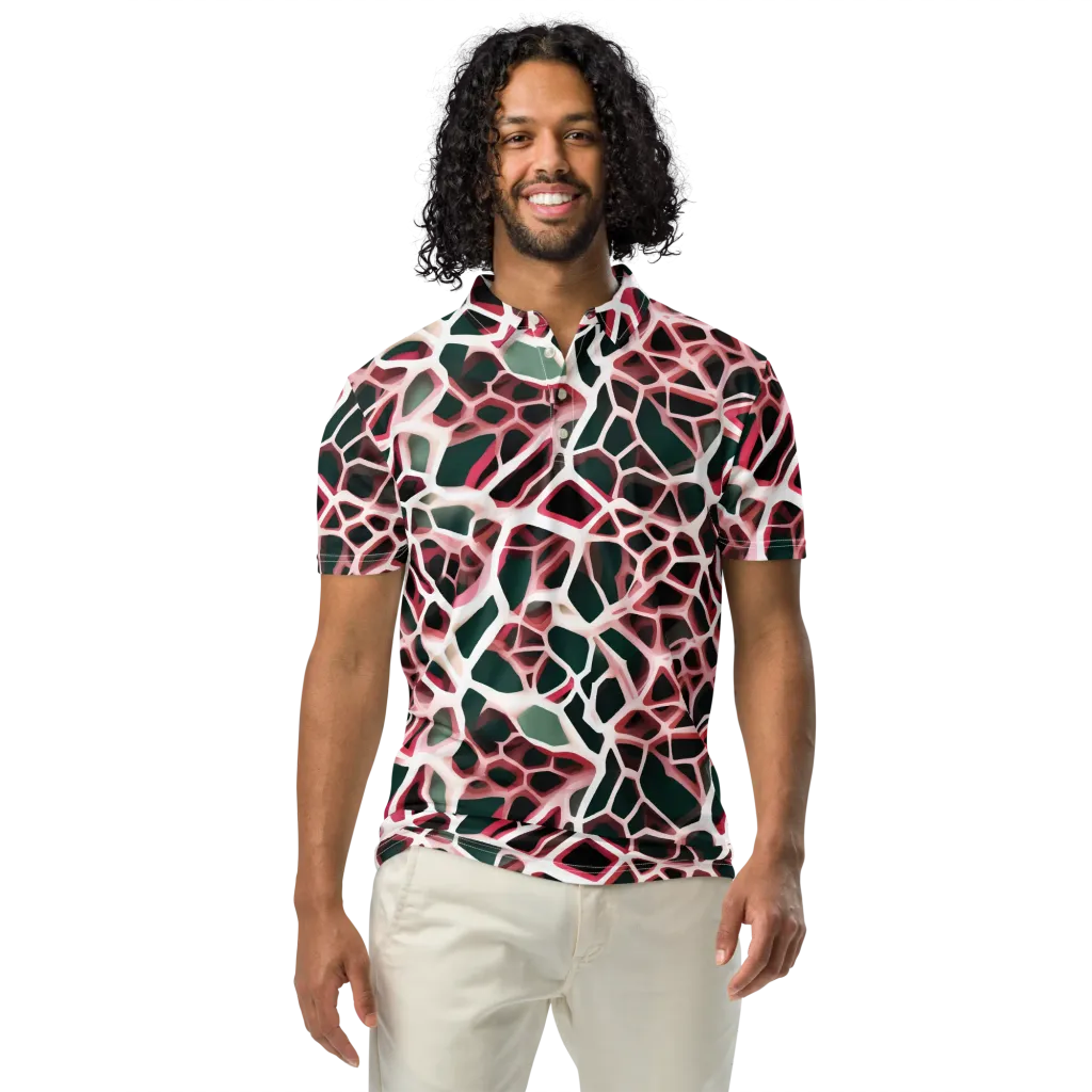 Rose Circuit on Men's Slim Fit Polo Shirt — Front