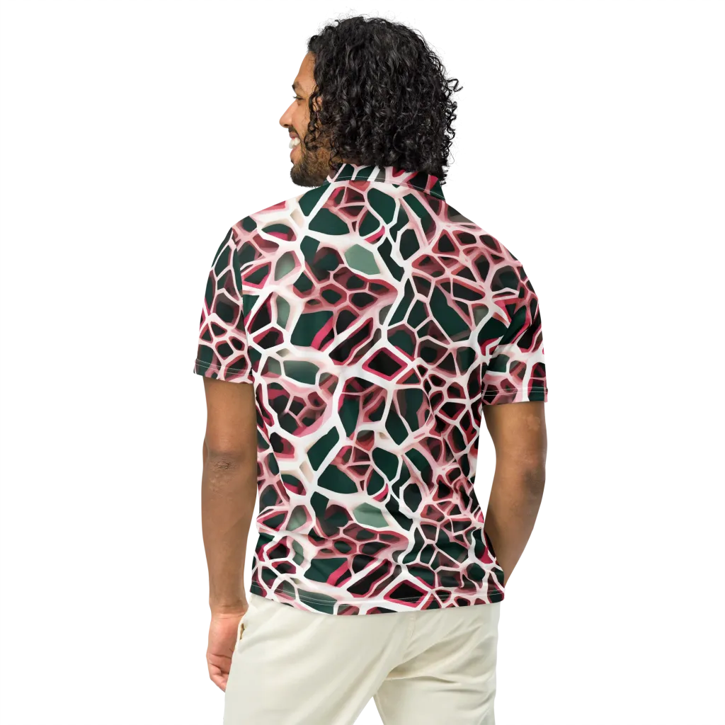 Rose Circuit on Men's Slim Fit Polo Shirt — Back