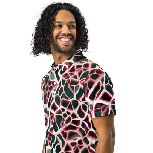 Rose Circuit on a Men's Slim Fit Polo Shirt