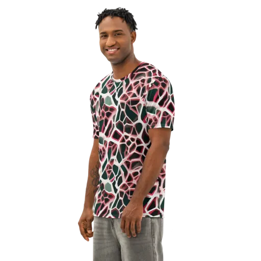 Rose Circuit on a Men's Cotton Crew Neck T-Shirt