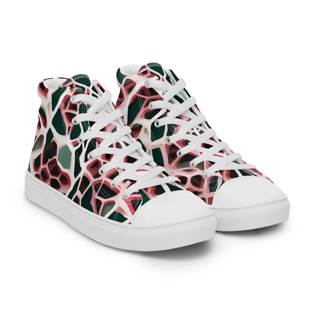 Rose Circuit on Men's High Top Canvas Shoes — Right Front