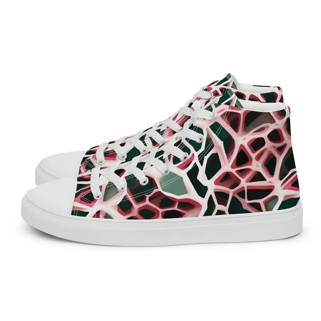 Rose Circuit on Men's High Top Canvas Shoes — Left