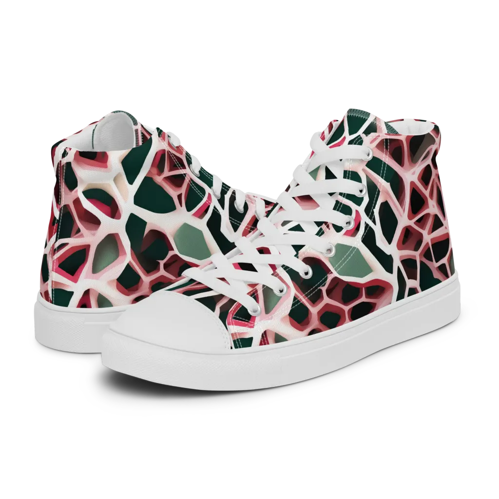 Rose Circuit on Men's High Top Canvas Shoes — Left