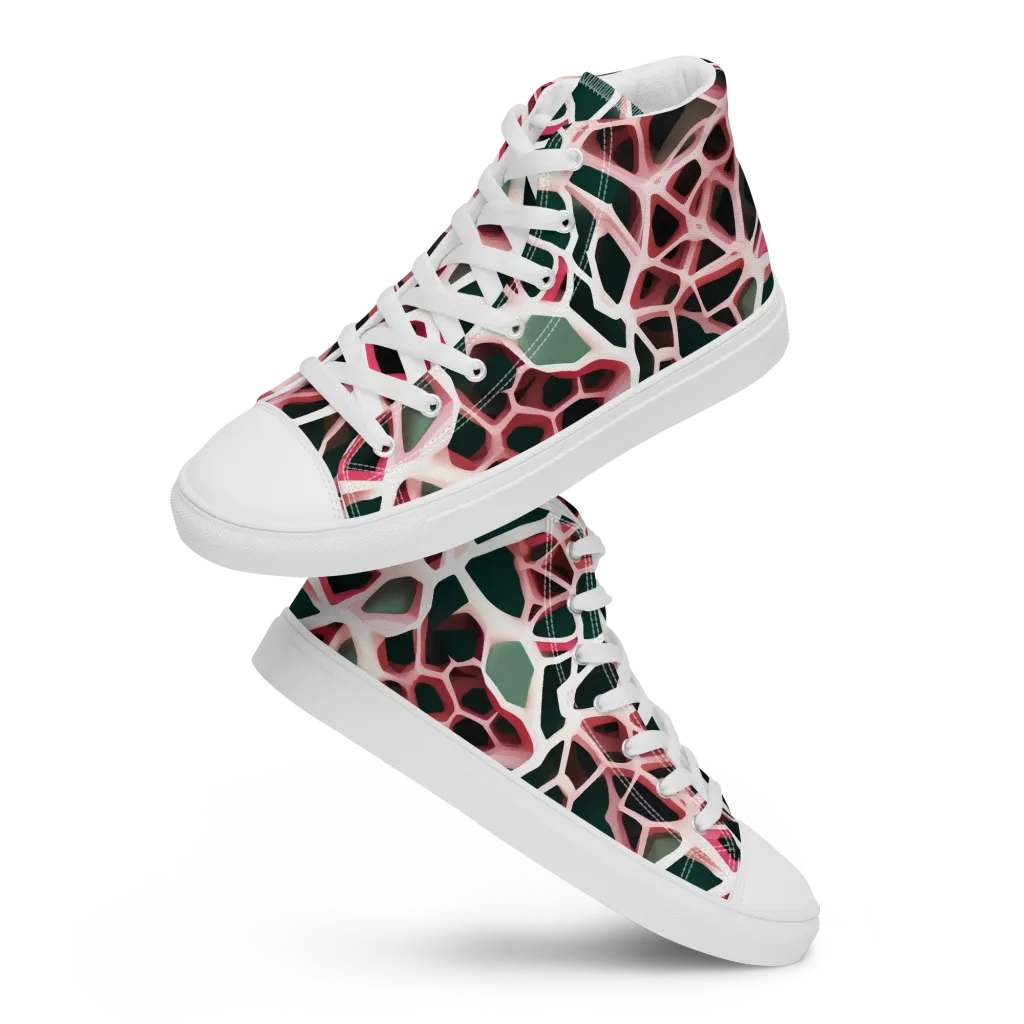 Rose Circuit on Men's High Top Canvas Shoes — Front