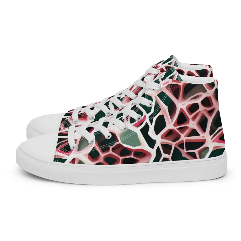 Rose Circuit on Women's High Top Canvas Shoes — Left