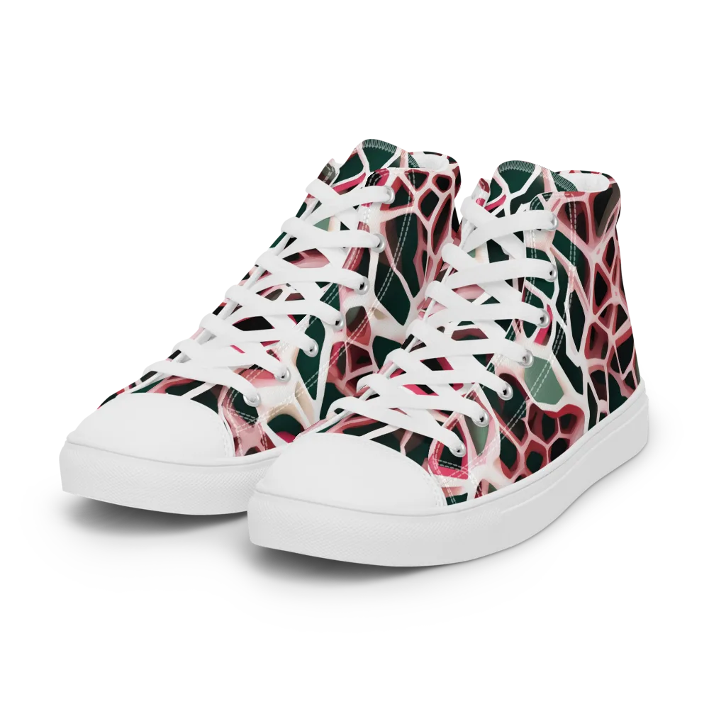 Rose Circuit on Women's High Top Canvas Shoes — Left Front