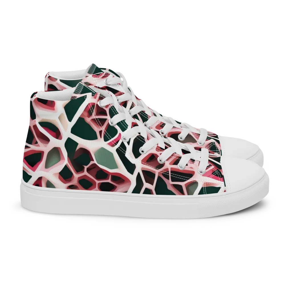 Rose Circuit on Women's High Top Canvas Shoes — Right