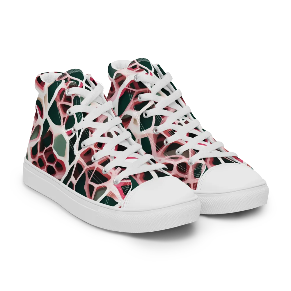 Rose Circuit on Women's High Top Canvas Shoes — Right Front