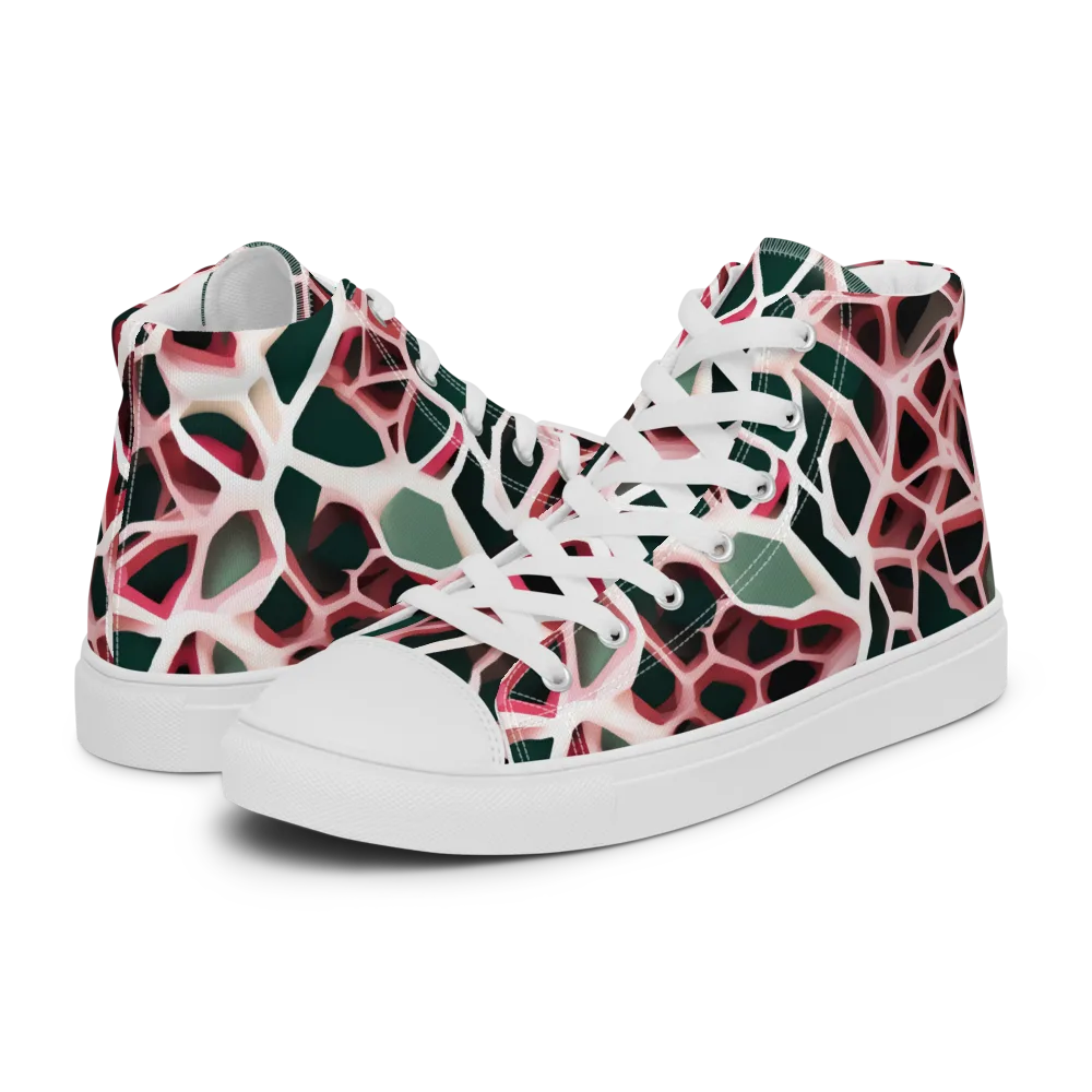 Rose Circuit on Women's High Top Canvas Shoes — Left