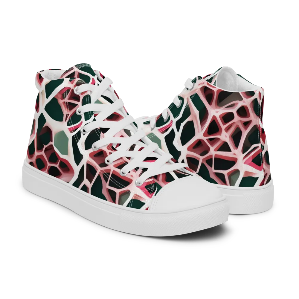 Rose Circuit on Women's High Top Canvas Shoes — Right