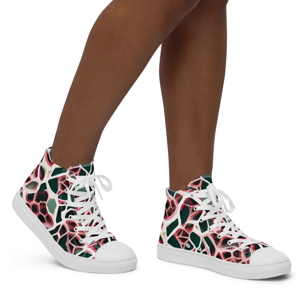 Rose Circuit on Women's High Top Canvas Shoes — Right