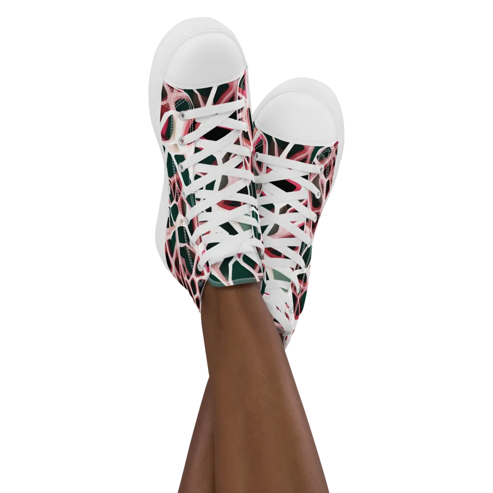 Rose Circuit on Women's High Top Canvas Shoes — Front
