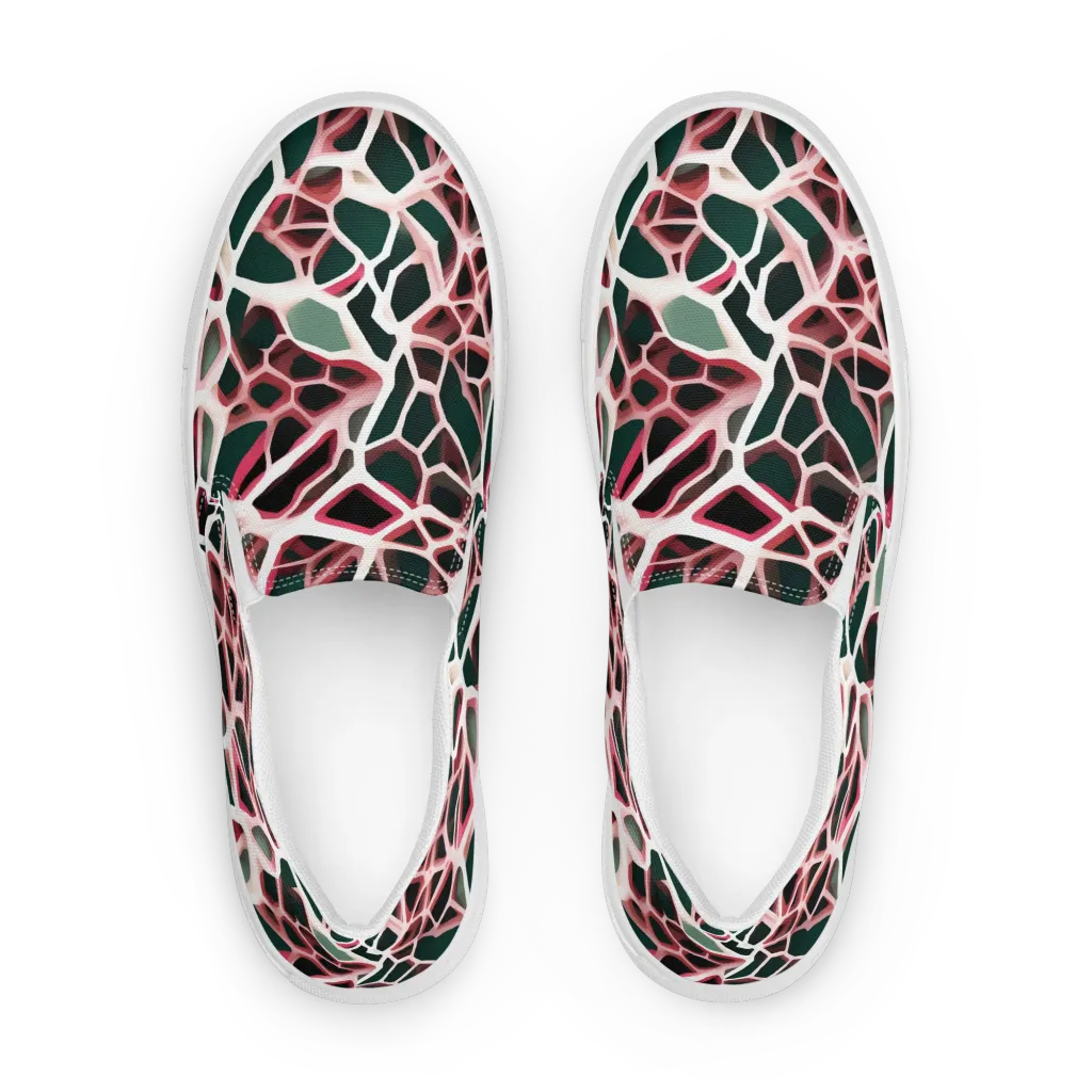 Rose Circuit on Men's Slip-On Canvas Shoes — Front