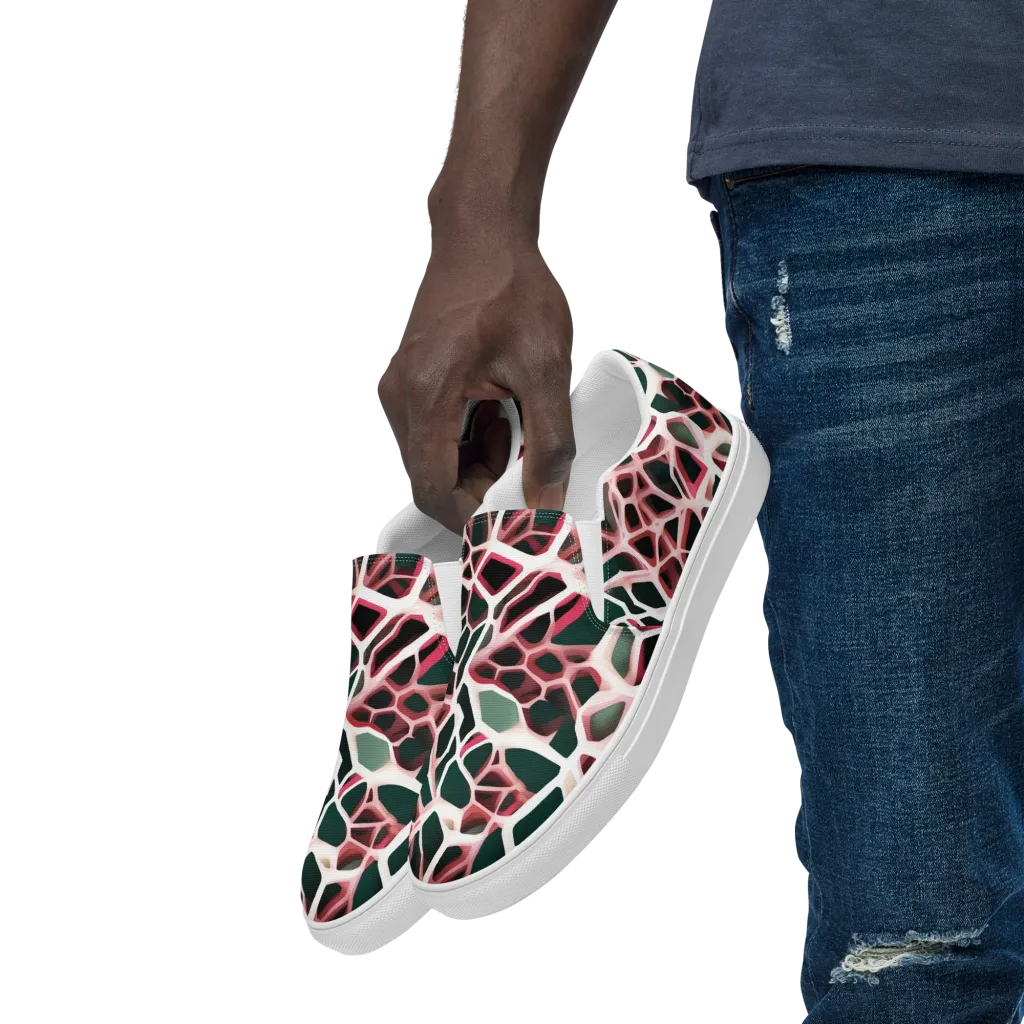 Rose Circuit on Men's Slip-On Canvas Shoes — Left Front
