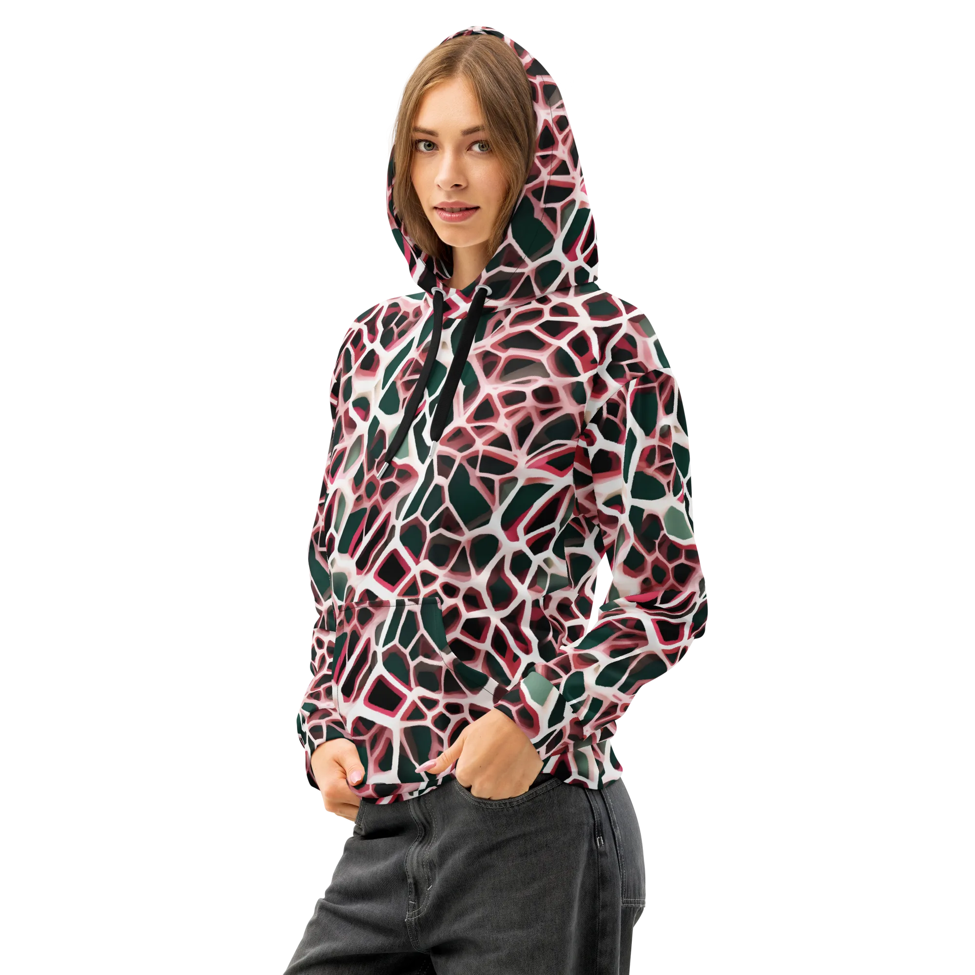 Rose Circuit on Cotton Hoodie — Left Front