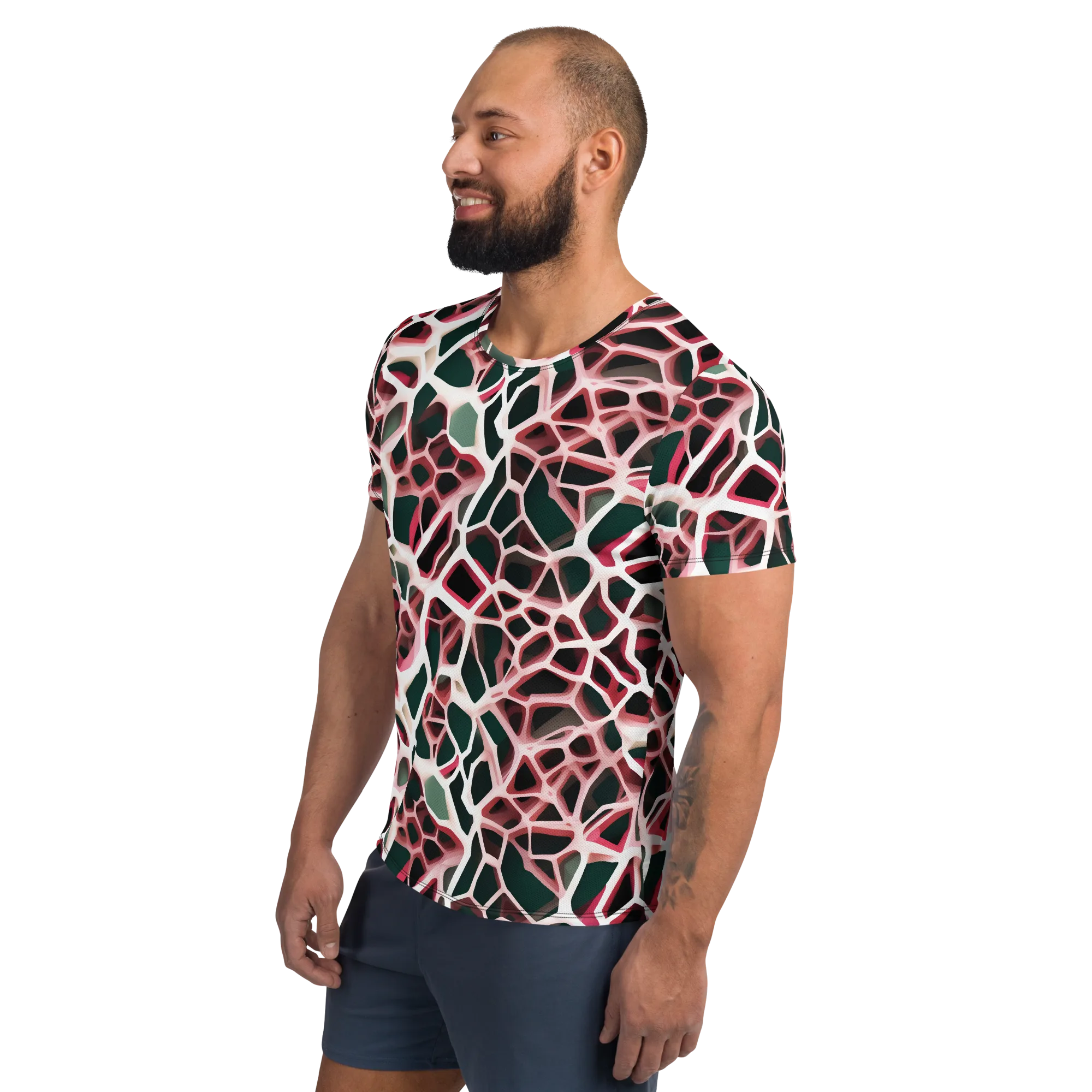 Rose Circuit on Men's Athletic T-Shirt — Left