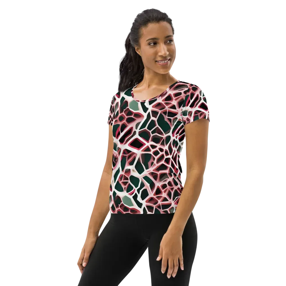 Rose Circuit on Women's Athletic T-Shirt — Left