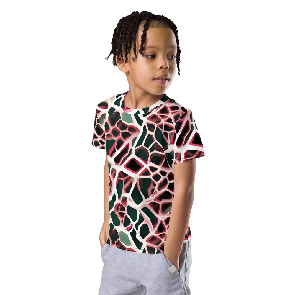 Rose Circuit on Kids Crew Neck T-Shirt — Left Front